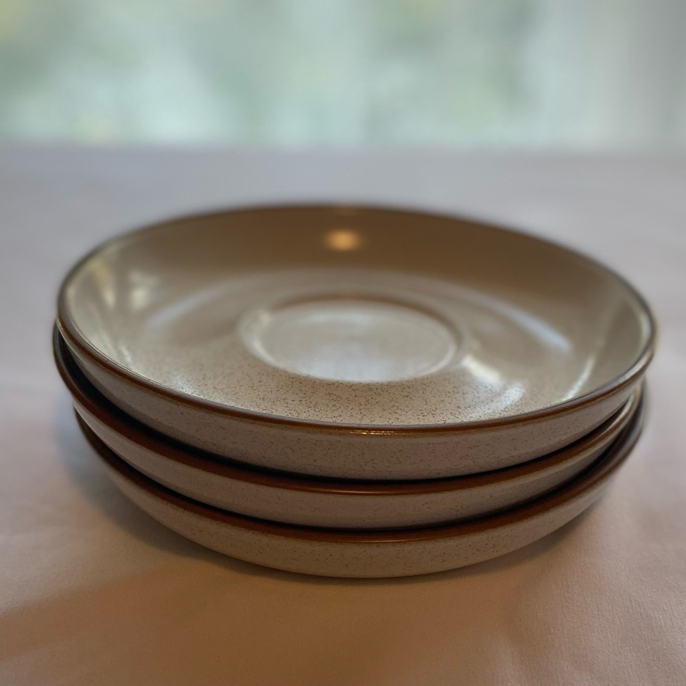 NOS 3 DENBY “Potters Wheel” Cup Saucers 5.75” - Retired 1987 ✨New Old Stock✨